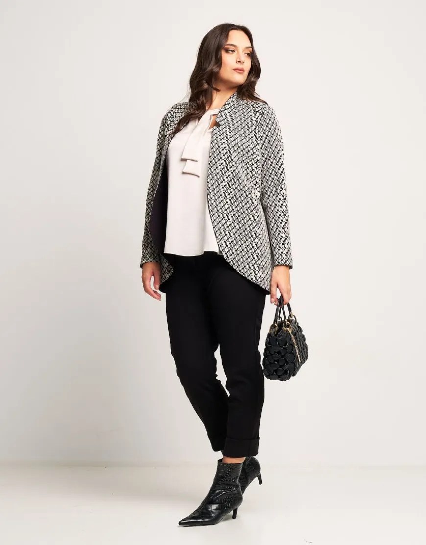 Giacca jacquard a pois con collo revers