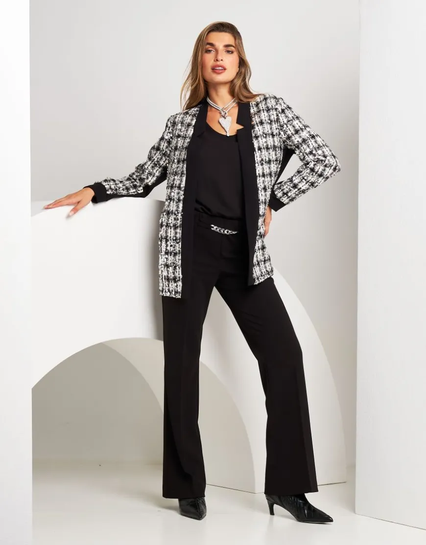 Giacca lunga bouclé con paillettes
