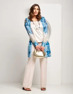 Giacca lunga fantasia con tasche