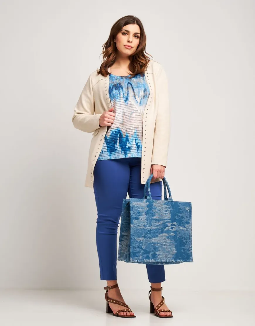 Giacca lunga in ecosuede con borchie
