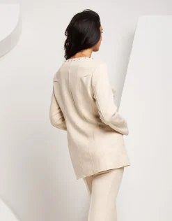 Giacca lunga in ecosuede con borchie