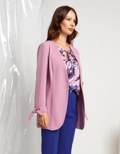 Giacca lunga rosa con laccetti