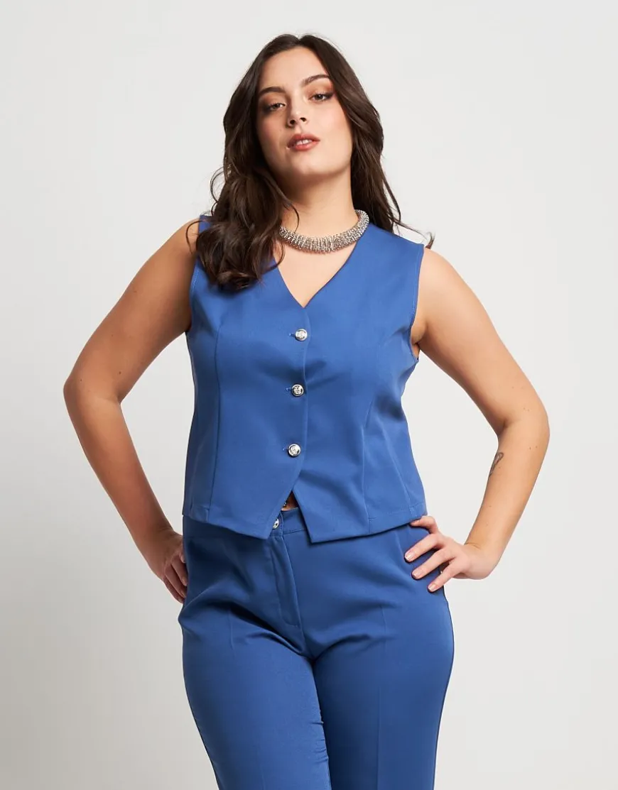 Gilet corto in bistretch nuvola