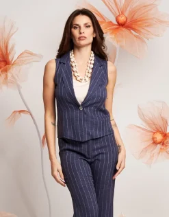 Gilet in gessato denim