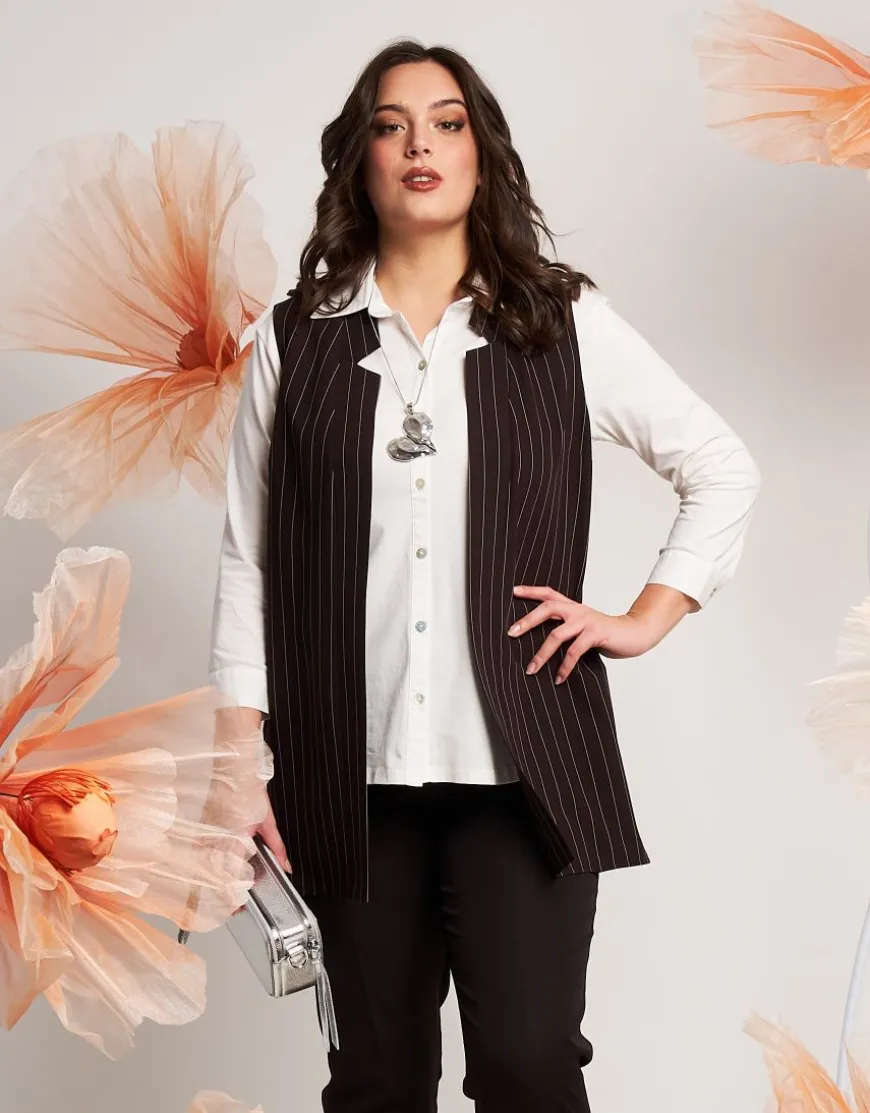 Gilet lungo fantasia gessato