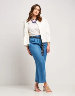 Giubbino di jeans bianco con strass