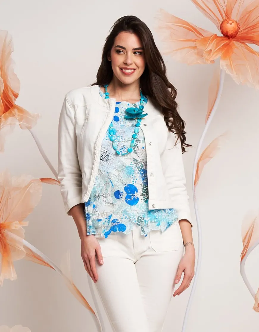 Giubbino in cotone con perle