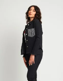 Giubbino in jeans animalier