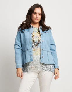 Giubbino in jeans con colletto e baschina