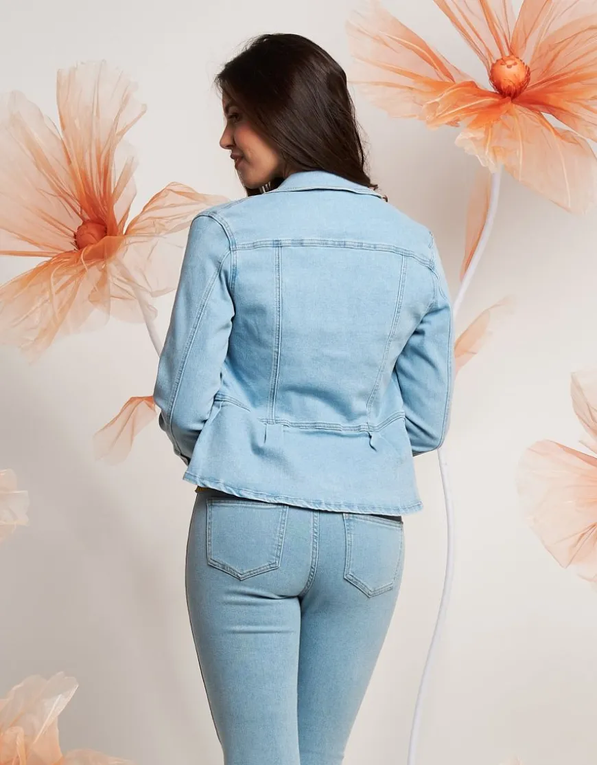 Giubbino in jeans con colletto e baschina