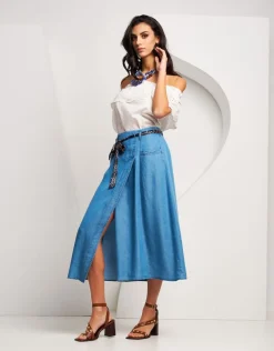Gonna in denim con spacco