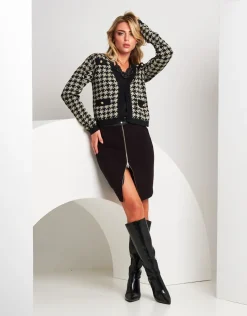 Gonna tubino con zip e fascia in ecopelle
