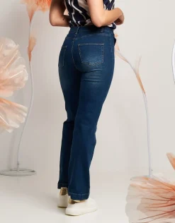 Jeans largo con pattine