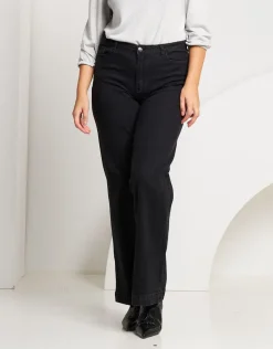Jeans largo con tasca animalier