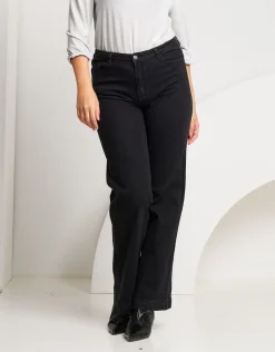 Jeans largo con tasca animalier