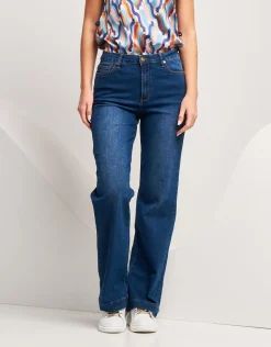 Jeans largo effetto slavato