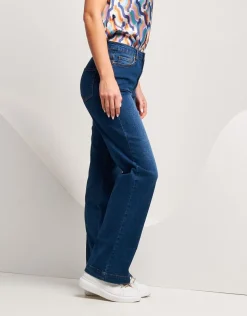 Jeans largo effetto slavato