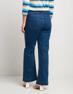 Jeans largo effetto slavato