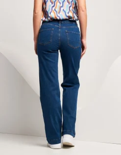 Jeans largo effetto slavato