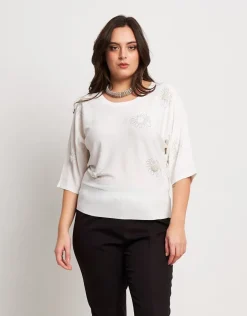 Maglia a pipistrello con applicazioni