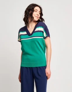 Maglia a poncho a righe