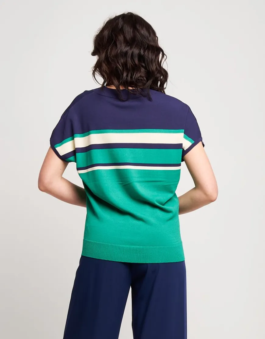 Maglia a poncho a righe