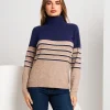 Maglia a righe bicolore con collo alto
