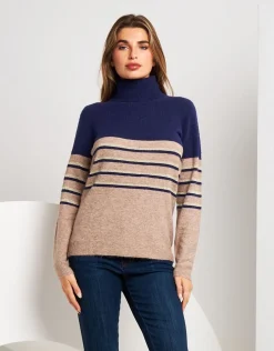 Maglia a righe bicolore con collo alto