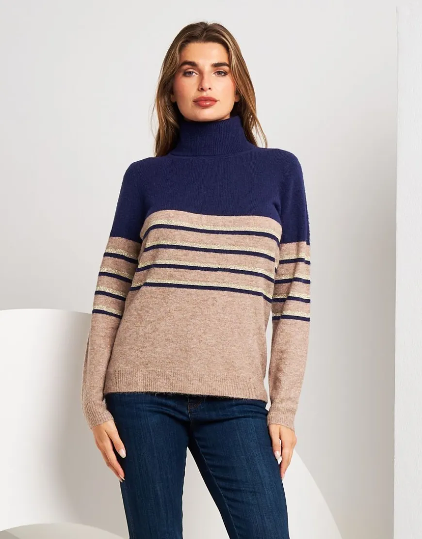 Maglia a righe bicolore con collo alto