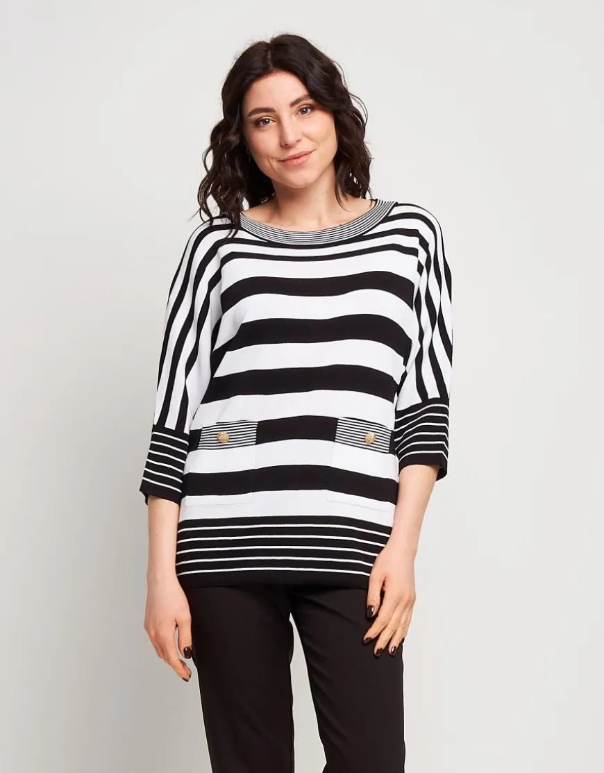 Maglia a righe con bottoni e tasche