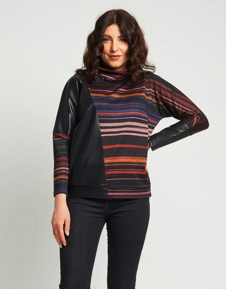 Maglia a righe con collo alto e inserti