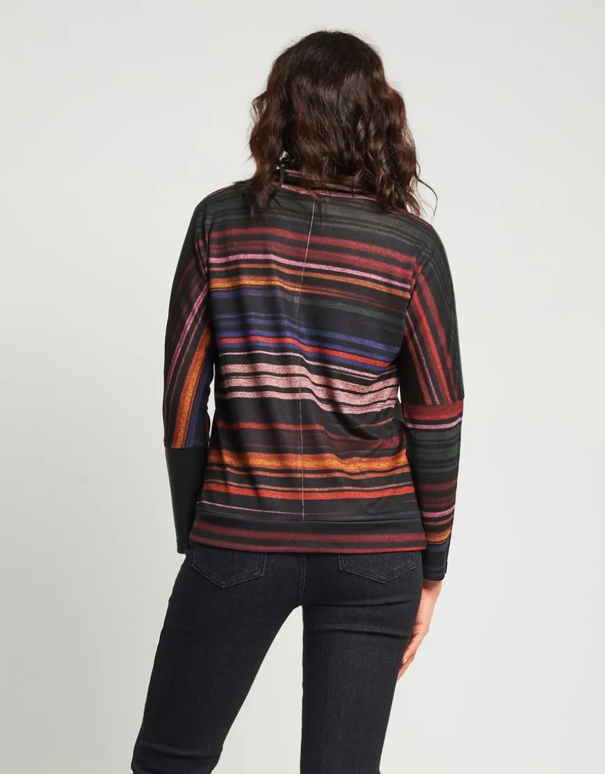 Maglia a righe con collo alto e inserti