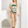 Maglia a righe con lurex e collo alto