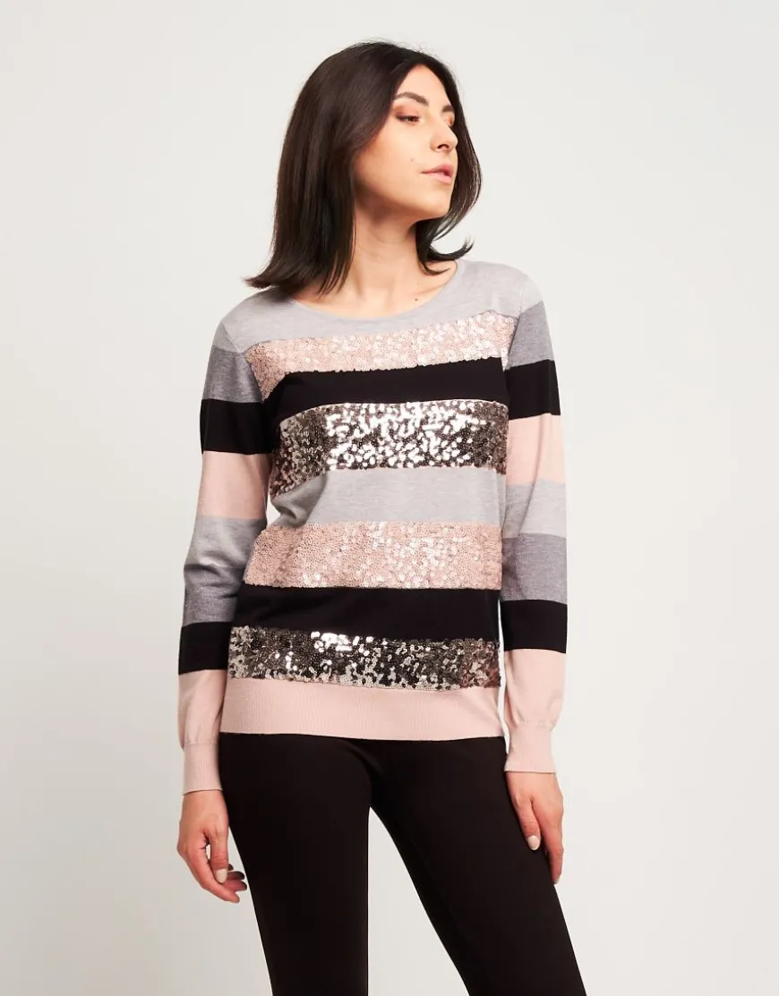 Maglia a righe con paillettes