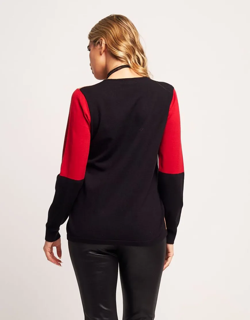 Maglia color block con paillettes
