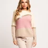 Maglia color block con righe paillettes