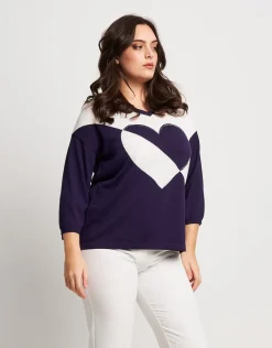Maglia con cuore e strass