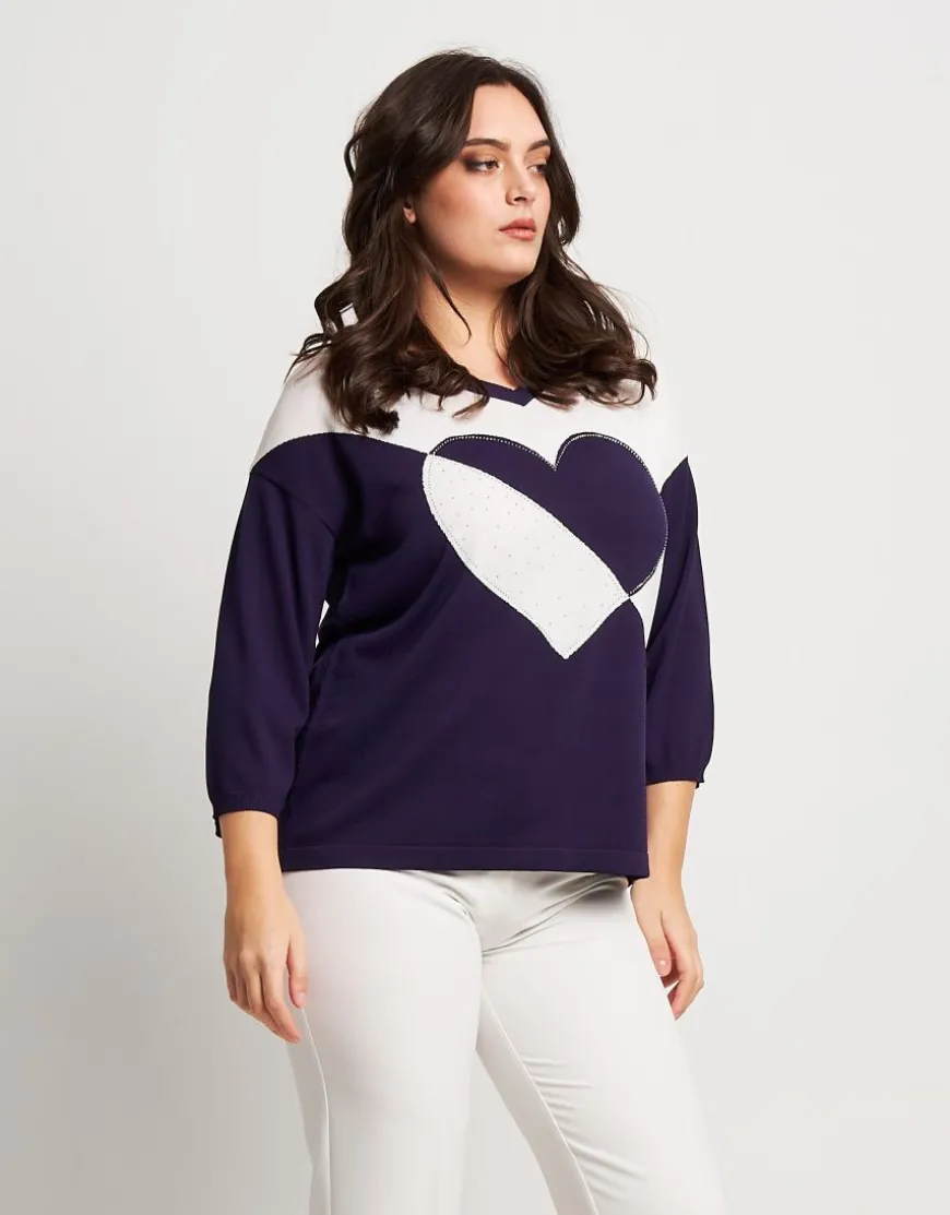 Maglia con cuore e strass