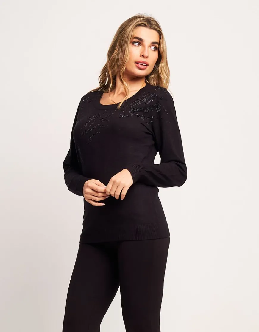 Maglia con disegno animalier di strass