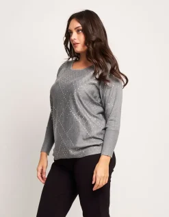 Maglia con fantasia strass