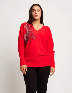 Maglia con fiore in strass