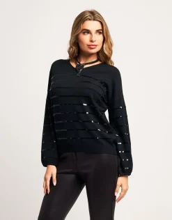 Maglia con maniche a palloncino e paillettes