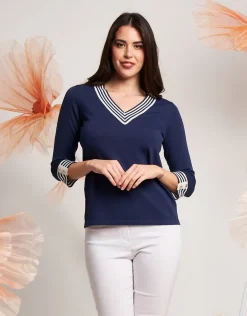 Maglia con polsi e collo a righe