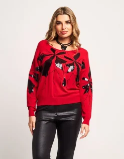 Maglia con ricamo di paillette