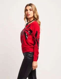 Maglia con ricamo di paillette
