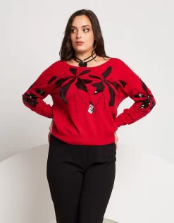 Maglia con ricamo di paillettes