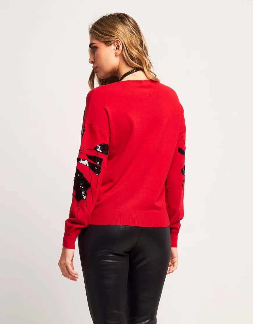 Maglia con ricamo di paillette