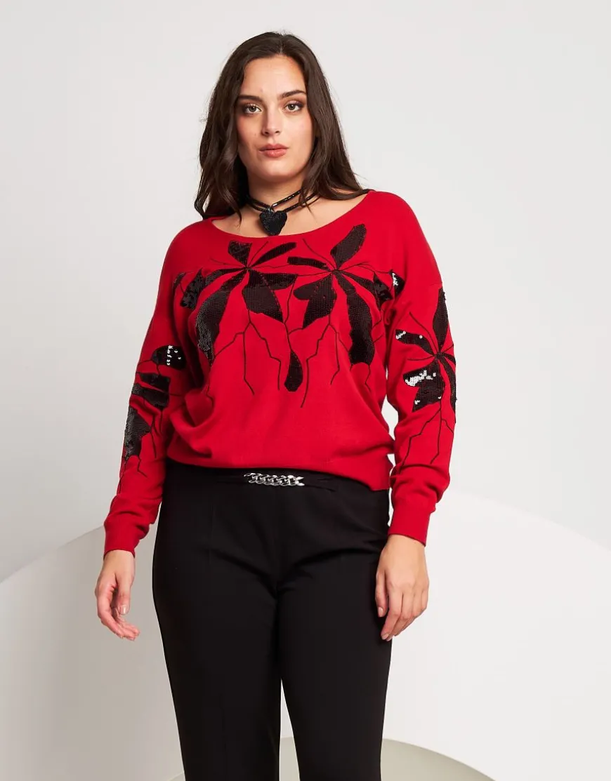 Maglia con ricamo di paillettes