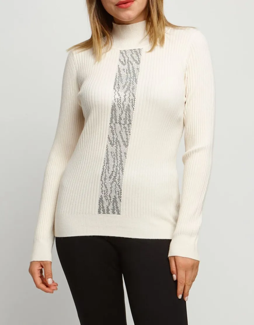 Maglia con strass animalier