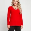 Maglia con strass su scollo